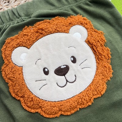 Conj. Body Safari com Leãozinho e Calça - Verde e Off White